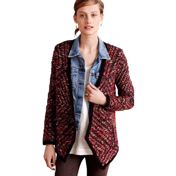 Anthropologie Moth Colorful Keavy Jacquard Cardigan Wool/Mohair Knit Size Small‎ - Picture 1 of 10